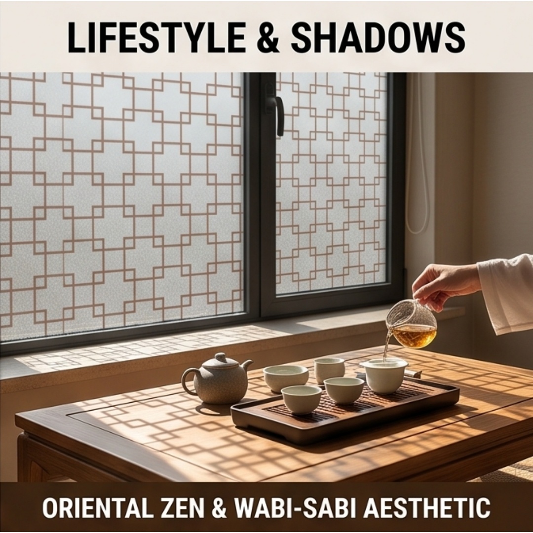Window Insulation Film - Orientalna kratkowana folia okienna z nadrukiem