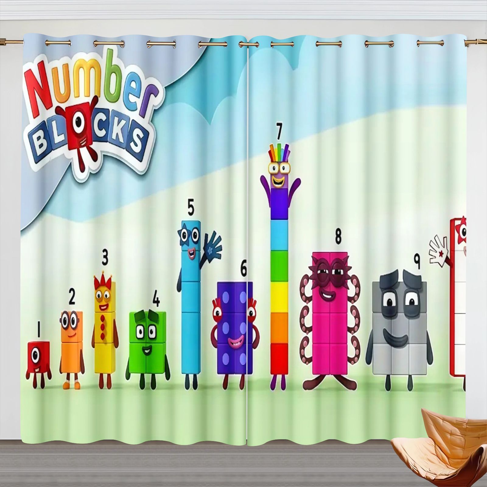 Home Improvement Kids - Zasłony z motywem Numberblocks, zaciemniające zasłony